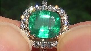 Certified Jewelry Natural Colombian Emerald Diamond 14k Yellow Gold Estate Cocktail Ring - C783