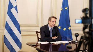 PM Kyriakos Mitsotakis at the conference to battle Covid19 as part of the Global Response initiative