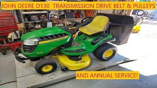 John Deere D130 Transmission Drive Belt Replacement And Annual Service!