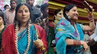 Singer Mangli Theenmar Dance At Secunderabad Bonalu 2024 | Mangli Singing Song At Ujjaini Temple