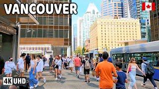  【4K】️ Downtown Vancouver BC, Canada. Amazing sunny day.  Relaxing Walk.