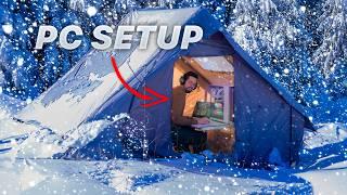 Overnight Blizzard Camping with a PC Setup