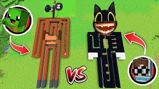SIREN HEAD LABYRINTH vs. CARTOON CAT LABYRINTH in Minecraft!