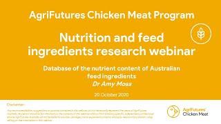 Database of the nutrient content of Australian feed ingredients