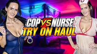 4K Nurse vs Police Officer Try-On Haul | Ainsley Adams