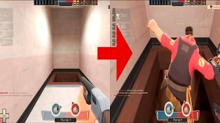 Team Fortress 2 mercs fall into pit in 2Fort
