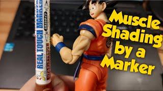 SHF goku paint muscle shading just by a marker #shfiguarts #gundammarker