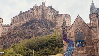 Walking in The Rain in Edinburgh, Scotland. (Binaural City Sounds) in 4K