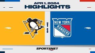 NHL Highlights | Penguins vs. Rangers - April 1, 2024