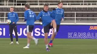 Finland train ahead of group B2 clash against England in Helsinki on Sunday.