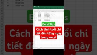 Tính tuổi chi tiết đến từng ngày trong excel #exceltips #excel #exceltricks #meoexcel