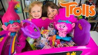 HUGE Trolls Movie Surprise Car Toy Surprise Eggs Girl Toys Slime Baff Dreamworks Kinder Playtime