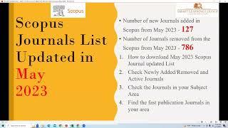 Scopus Journals Update - 127 newly added and 786 removed from May 2023