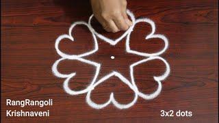 Daily Muggulu3x2 dots Easy Kolam DesignsSmall RangoliRangRangoli Krishnaveni