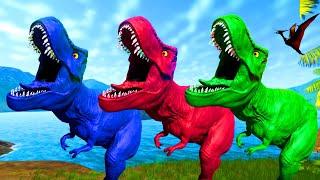 Dinosaurs revolt battle with Godzilla 2014 + Indominus Rex + Giganotosaurus VS Team Megalodon Rex