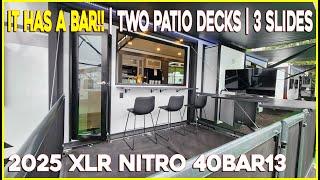 Toy Hauler With a Side Patio & BAR! 2025 XLR Nitro 40BAR13 Fifth Wheel RVs at Couchs RV Nation