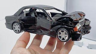 Mercedes 190e crash test crashed a plasticine car, complete destruction