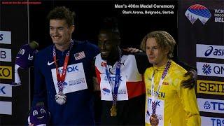 Jereem Richards (TTO), Men's 400m World Indoor Champion.  Štark Arena, Belgrade, Serbia.  3/19/2022.