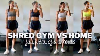 SHRED GYM VS AT HOME | an entire week of my gym-based lifts plus the dumbbell only version for each!