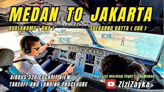 TAKEOFF FROM MEDAN TO JAKARTA - COCKPIT VIEW WITH FULL PROCEDURE | Early morning flight with sunrise