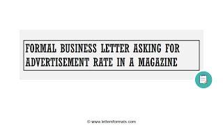 How to Write a Letter asking for Advertisement Rate in a Magazine