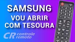 Como abrir o controle remoto Samsung SmartHub rapidinho com uma tesoura.