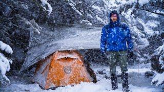 CAMPING in a Blizzard - Winter SNOWSTORM - Tent Camp in Heavy Snow