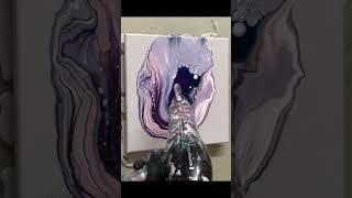 Bloom pour with pearl cells. Acrylic pouring abstract painting.  Easy abstract painting.