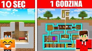 BUDOWA DOMU PODZIEMNEGO 10 SEKUND vs 1 GODZINA w Minecraft!