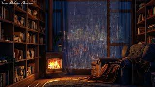 Rainy Night in the City | Rain Sounds, Crackling Fireplace Sounds vs Thunder Sounds for Sleeping