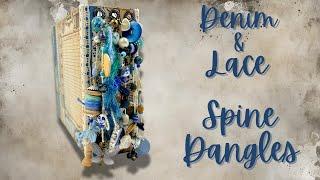 AWESOME JUNKJOURNAL JEWELRY - SPINE DANGLES - DENIM & LACE COVER