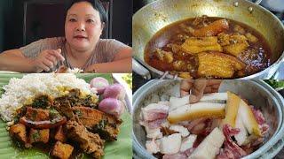 Wak Samsikal fry#Wak tenggimik cha'a#Pork with Culantro fry#Mukbang