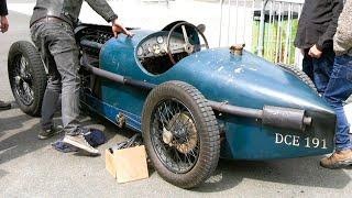 Incredible Pre-War Race Cars Start-Up, Sound - Vintage Revival Montlhéry - Amilcar C6, Alta, Brooke