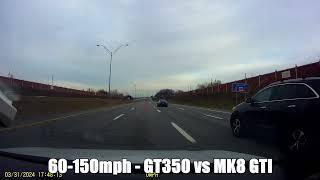 Stock Shelby GT350 vs MK8 GTI Unitronic Stage 1 (Roll Race 60-150)