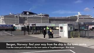 Bergen Norway: Walk from Cruise ship (Jekteviken)  to town centre