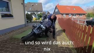 Motorrad aufheben (BMW 1150 GS) - Oha, das "erste Mal" gab es zuerst Fehlschläge. Schaut selbst ;-)