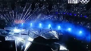 Paris Olympics, 2024, Aerial View of Light Show in Stadium, Courtesy Ch. 9,  d.