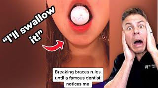 Girl Swallows A WHOLE Jaw Breaker! Orthodontist Reacts!