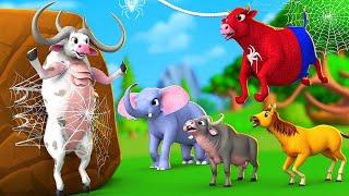 Magical Spider Cow Saves Farm Animals from Evil Bull | Epic Cow Rescue Adventure