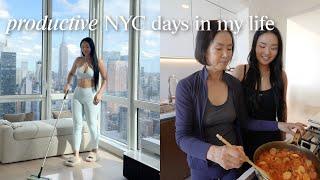 Wholesome Living in NYC Vlog | cooking korean food with my mom & cleaning my apartment 🫧