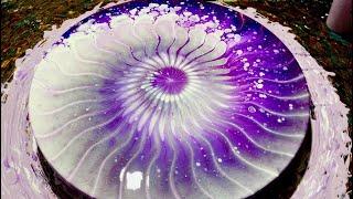 STUNNING Purple Nautilus Cloud Pour on LARGE Round Canvas! Fluid Art Tutorial