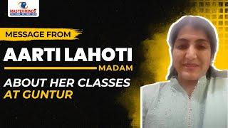 Message From Aarti Lahoti Madam About Her Classes At Guntur | Masterminds For CA & CMA