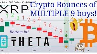 Crypto‐BOOM right on time! BTC bounces off a daily 9 and Theta 3-day 9! #xrp + TFUEL 3day 9 + more