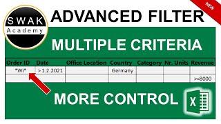   EXCEL ADVANCED FILTER - MULTIPLE CRITERIA