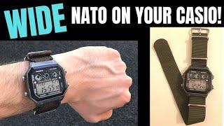 Put Your Casio Watch On A WIDE Nato Strap! (Will also work on AE1200WH / F91W etc.)