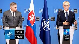 NATO Secretary General with the Prime Minister of Slovakia  Robert Fico, 14 DEC 2023