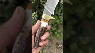 New Handmade Hunting Knife , Stag Handle with D2 Tools Steel Blade with Brass Finger Guard