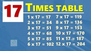 17 Times Table | Multiplication Table of 17 | Learn By Heart