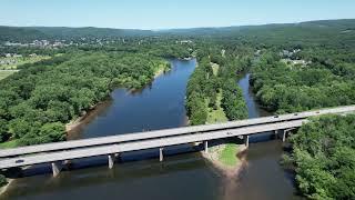 Drone Aerial Tour of Delaware River near Port Jervis