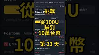 挑戰從100U賺到10萬台幣 第23天 | Challenge: Making 100U to 100,000 Day 23 #100U挑戰 #100UChallenge #btc #trading